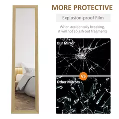 HOMCOM Rustic Full Length Mirror, 37 x 157 cm, Farmhouse Wall Hanging and Freestanding Floor Mirror for Living Room, Bedroom, Natural - 7