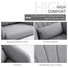 HOMCOM Swivel Linen Fabric Accent Chair for Living Room Contemporary Vanity Armchair with Adjustable Height Thick Cushion Lumbar Support Armrest for Bedroom Office Light Grey - 8