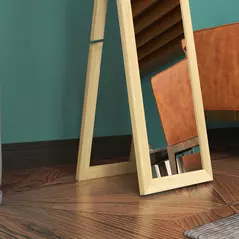 HOMCOM Rustic Full Length Mirror, 37 x 157 cm, Farmhouse Wall Hanging and Freestanding Floor Mirror for Living Room, Bedroom, Natural - 9