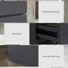 HOMCOM 5-Drawer Modern Dresser, High Gloss Storage Drawer Unit for Bedroom, Grey - 5