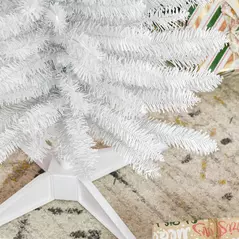 HOMCOM 5ft Unlit Artificial Christmas Tree, Pencil Slim Xmas Tree with Solid Stand and Realistic Branches, White - 9