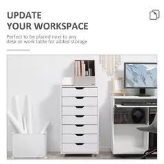 Vinsetto Seven-Drawer Filing Cabinet, with Wheels - White - 4