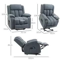 HOMCOM Power Lift Recliner Chair with Massage, Overstuffed Lift Chair for Elderly with Footrest, Remote, Side Pocket, Dark Grey - 3