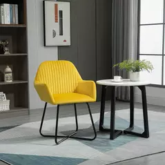 HOMCOM Modern Arm Chair Upholstered Accent Chair with Metal Base for Living Room Yellow - 2