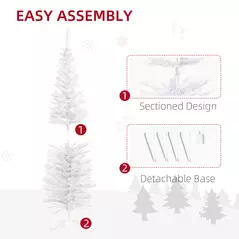 HOMCOM 5ft Unlit Artificial Christmas Tree, Pencil Slim Xmas Tree with Solid Stand and Realistic Branches, White - 7