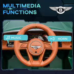 HOMCOM Bentley Bacalar Licensed 12V Kids Electric Car, with Remote Control, Horn, Lights, Music, Suspension Wheels, Green - 6