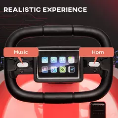 HOMCOM 6V Electric Kids Bumper Car, 6V Spin Waltz Car, with Music, Horn, Lights - Pink - 5