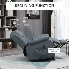 HOMCOM Power Lift Recliner Chair with Massage, Overstuffed Lift Chair for Elderly with Footrest, Remote, Side Pocket, Dark Grey - 5