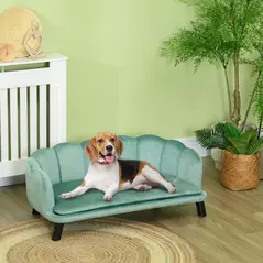 PawHut Dog Sofa, Pet Couch Bed for Medium, Large Dogs, with Legs, Cushion - Green - 2