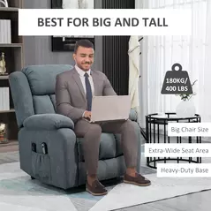 HOMCOM Power Lift Recliner Chair with Massage, Overstuffed Lift Chair for Elderly with Footrest, Remote, Side Pocket, Dark Grey - 7