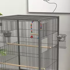 PawHut Bird Cage, Budgie Cage, with Rolling Stand, for Small Birds - Grey - 9