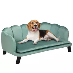 PawHut Dog Sofa, Pet Couch Bed for Medium, Large Dogs, with Legs, Cushion - Green - 1