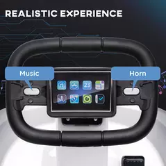 HOMCOM 6V Electric Kids Bumper Car, 6V Spin Waltz Car, with Music, Horn, Lights - White - 5