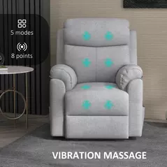 HOMCOM Power Lift Recliner Chair, Electric Lift Chair for Elderly, Overstuffed Linen Fabric Riser and Reclining Armchair with Remote Control, Side Pockets, for Living Room, Grey - 8