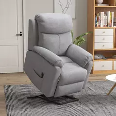 HOMCOM Power Lift Recliner Chair, Electric Lift Chair for Elderly, Overstuffed Linen Fabric Riser and Reclining Armchair with Remote Control, Side Pockets, for Living Room, Grey - 2