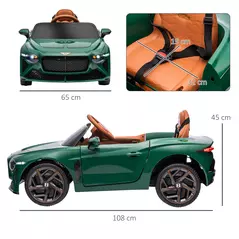 HOMCOM Bentley Bacalar Licensed 12V Kids Electric Car, with Remote Control, Horn, Lights, Music, Suspension Wheels, Green - 3