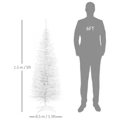 HOMCOM 5ft Unlit Artificial Christmas Tree, Pencil Slim Xmas Tree with Solid Stand and Realistic Branches, White - 3