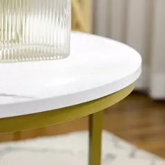 HOMCOM Coffee Table Set of 2, Round Nest of Tables with Metal Frame, Modern Side Tables for Living Room, White - 8