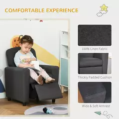 HOMCOM 2 in 1 design Kids Sofa Armchair with Footrest for Children Playroom Bedroom Living Room, 55 x 50 x 67cm, Grey - 5