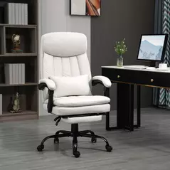 Vinsetto Office Chair, Ergonomic Desk Chair with 6-Point Vibration Massage and Lumbar Heating, Computer Chair with Lumbar Support Pillow, 155° Reclining Back and Footrest, Cream White - 2