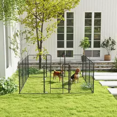 PawHut 12 Panels Heavy Duty Puppy Playpen, for Small Dogs, Indoor and Outdoor Use - Silver - 8