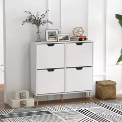 HOMCOM Shoe Storage Cabinet, 4 Flip Drawers, Shoe Organizer for 8-16 Pairs of Shoes, White - 2