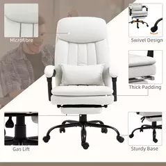 Vinsetto Office Chair, Ergonomic Desk Chair with 6-Point Vibration Massage and Lumbar Heating, Computer Chair with Lumbar Support Pillow, 155° Reclining Back and Footrest, Cream White - 7