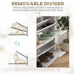 HOMCOM Shoe Storage Cabinet, 4 Flip Drawers, Shoe Organizer for 8-16 Pairs of Shoes, White - 6