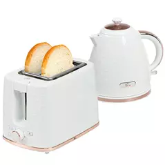 HOMCOM 1.7L 3000W Fast Boil Kettle & 2 Slice Toaster Set, Kettle and Toaster Set with Auto Shut Off, Browning Controls, White - 1