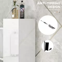 kleankin Freestanding Bathroom Cabinet, High Gloss Storage Cabinet with Doors and Adjustable Shelves, 30 x 30 x 181.5 cm, White - 6