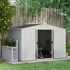 Outsunny Metal Bike Shed, Mobility Scooter Shed House with Foundation Kit, Ventilation, Doors, 9 x 6FT, Silver - 2