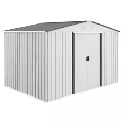 Outsunny Metal Bike Shed, Mobility Scooter Shed House with Foundation Kit, Ventilation, Doors, 9 x 6FT, Silver - 1