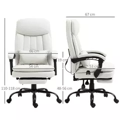 Vinsetto Office Chair, Ergonomic Desk Chair with 6-Point Vibration Massage and Lumbar Heating, Computer Chair with Lumbar Support Pillow, 155° Reclining Back and Footrest, Cream White - 3