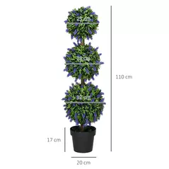 HOMCOM Set of 2 Artificial Plants, Lavender Flowers Ball Trees with Pot, for Home Indoor Outdoor Decor, 110cm - 3