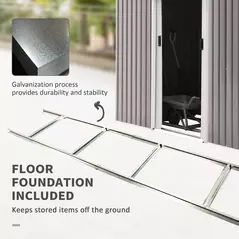 Outsunny Corrugated Garden Metal Storage Shed Outdoor Equipment Tool Box with Kit Ventilation Doors 9x 4FT Light Grey - 6
