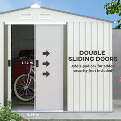 Outsunny Metal Bike Shed, Mobility Scooter Shed House with Foundation Kit, Ventilation, Doors, 9 x 6FT, Silver - 5