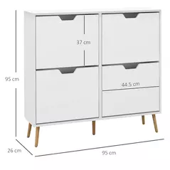 HOMCOM Shoe Storage Cabinet, 4 Flip Drawers, Shoe Organizer for 8-16 Pairs of Shoes, White - 3