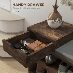 HOMCOM Multi-Compartment Shoe Bench, with Seat - Rustic Brown - 5