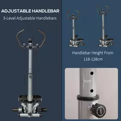 HOMCOM Adjustable Twist Stepper Fitness Step Machine, LCD Screen, Height-Adjust Handlebars, Home Gym, Silver and Black - 4