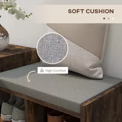 HOMCOM Multi-Compartment Shoe Bench, with Seat - Rustic Brown - 6