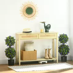 HOMCOM Set of 2 Artificial Plants, Lavender Flowers Ball Trees with Pot, for Home Indoor Outdoor Decor, 70cm - 4