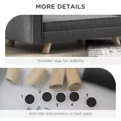 PawHut Elevated Dog Sofa Bed, with Cushion, for Medium and Small Dogs, Grey - 8