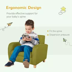 HOMCOM Children Armchair Mini Sofa Wood Frame Anti-Slip Legs High Back - 5
