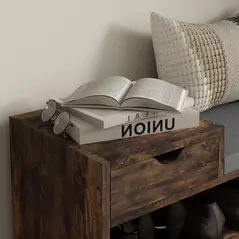 HOMCOM Multi-Compartment Shoe Bench, with Seat - Rustic Brown - 8