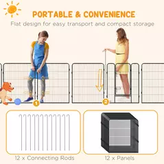 PawHut 12 Panels Heavy Duty Puppy Playpen, for Small Dogs, Indoor and Outdoor Use - Silver - 6