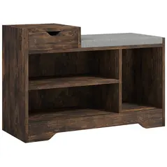 HOMCOM Multi-Compartment Shoe Bench, with Seat - Rustic Brown - 1