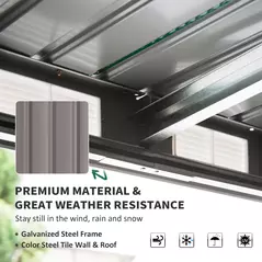 Outsunny Corrugated Garden Metal Storage Shed Outdoor Equipment Tool Box with Kit Ventilation Doors 9x 4FT Light Grey - 4