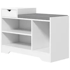 HOMCOM Multi-Compartment Shoe Bench, with Seat - White - 1