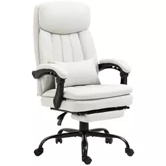 Vinsetto Office Chair, Ergonomic Desk Chair with 6-Point Vibration Massage and Lumbar Heating, Computer Chair with Lumbar Support Pillow, 155° Reclining Back and Footrest, Cream White - 1