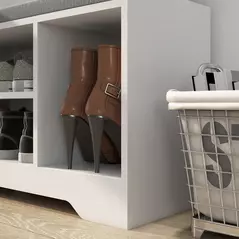 HOMCOM Multi-Compartment Shoe Bench, with Seat - White - 9